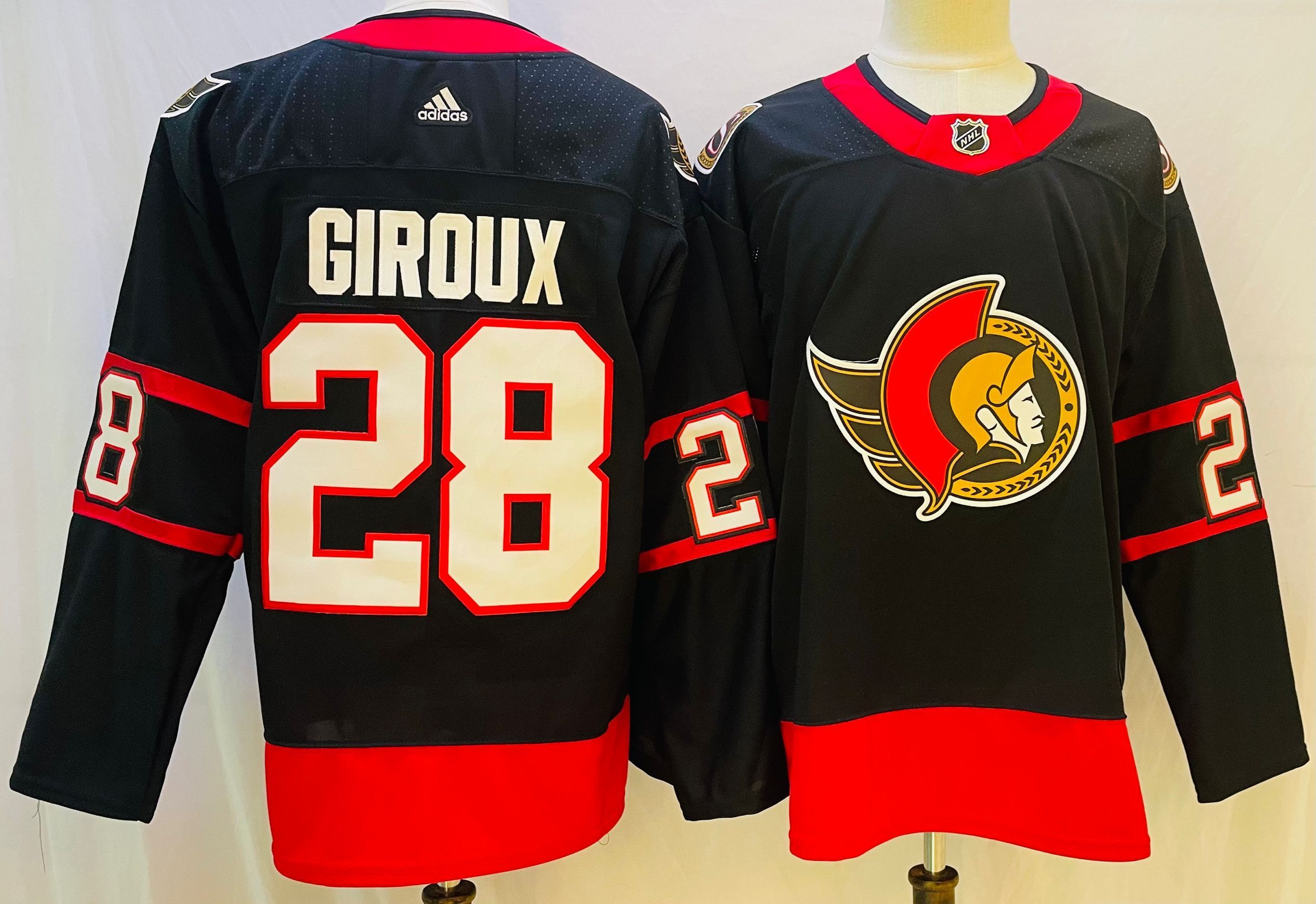 Men Ottawa Senators 28 Giroux Black Throwback 2022 Adidas NHL Jersey